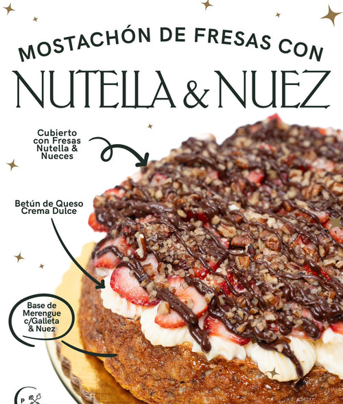 Mostachon de fresa con Nutella y nuez